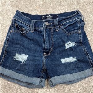 Hollister Women's Dark Blue Distressed Jean Shorts
